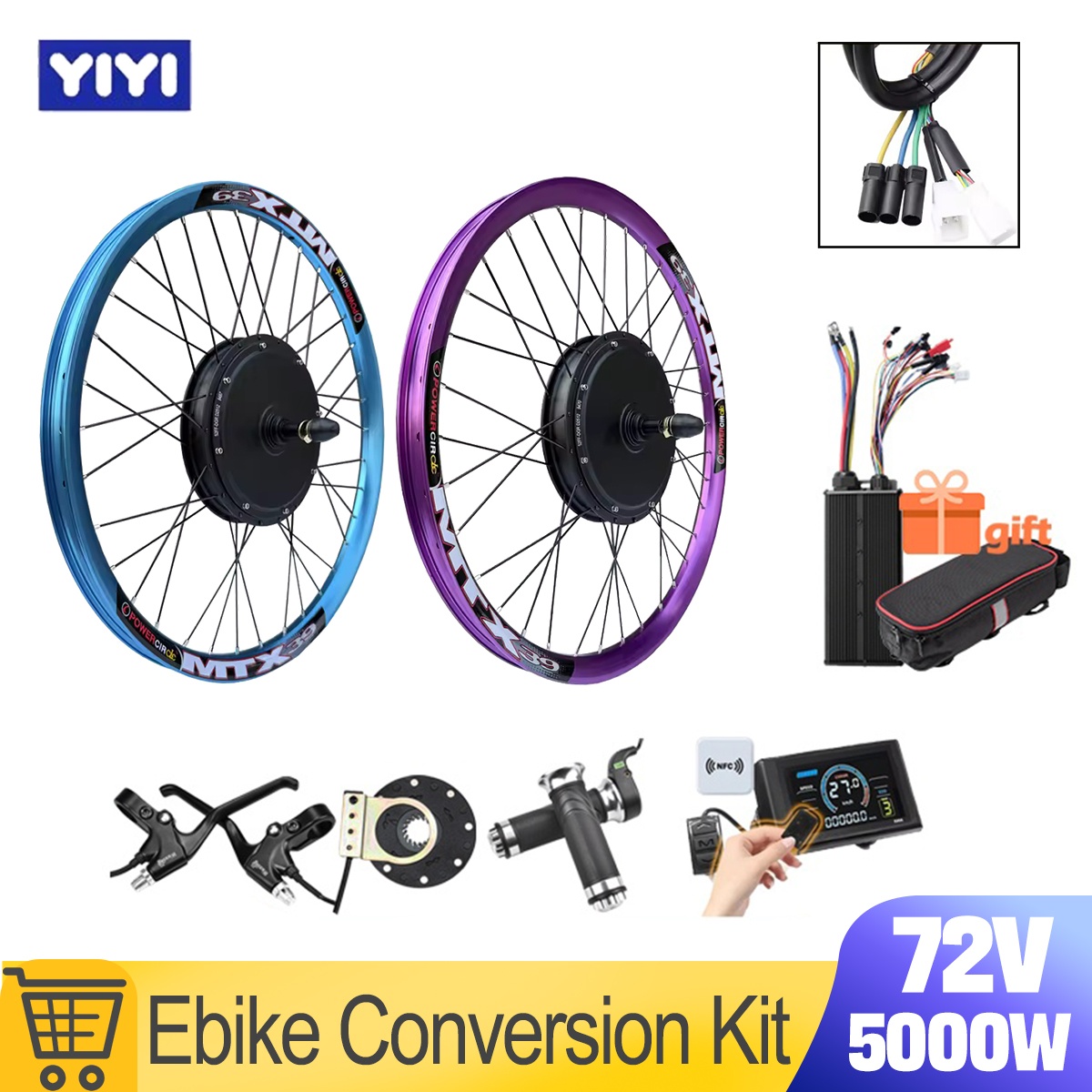 Ebike Conversion Kit 72V 3000W - 新型MTX39 72V 5000W電動自転車変換キット モーターホイール ブラシレスギアレスハブモーター マウンテンバイクパーツ